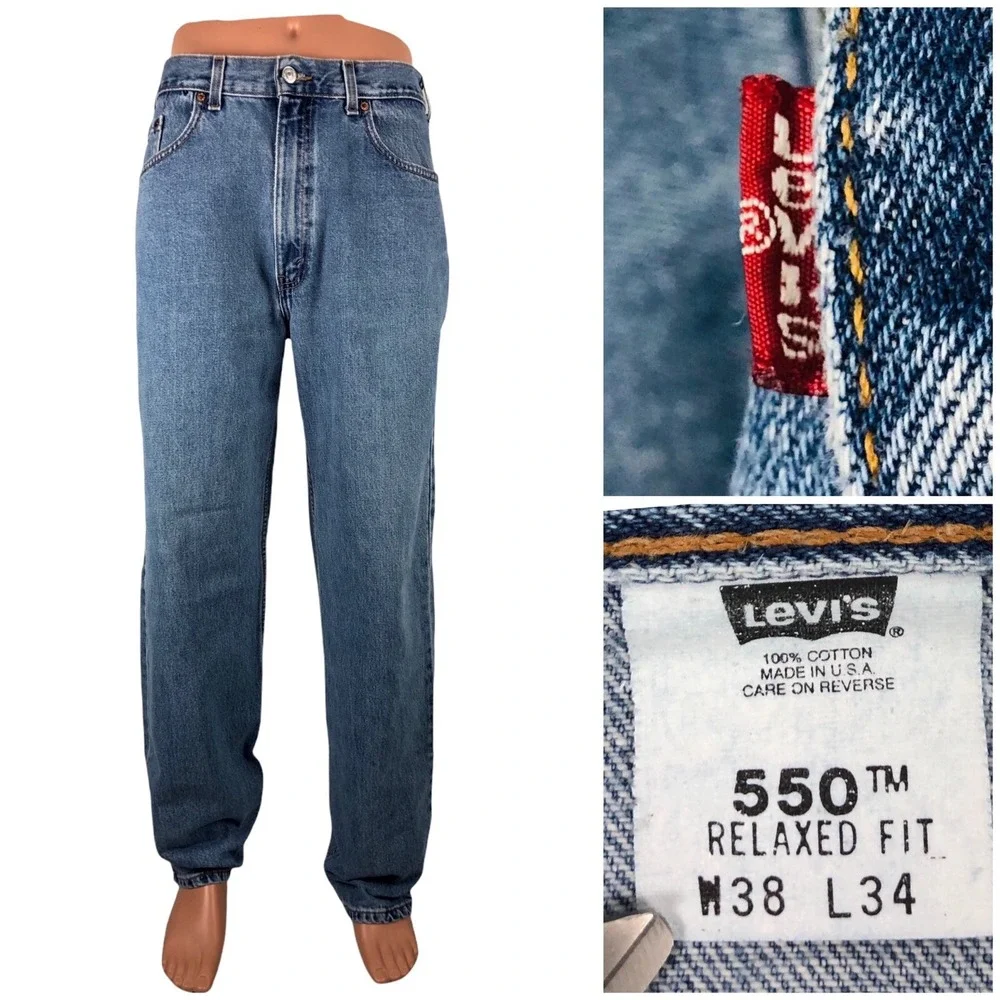 Levis 550 Mens 35 X 33 (Actual) Jeans Vintage Made In USA 100% Cotton Size 38